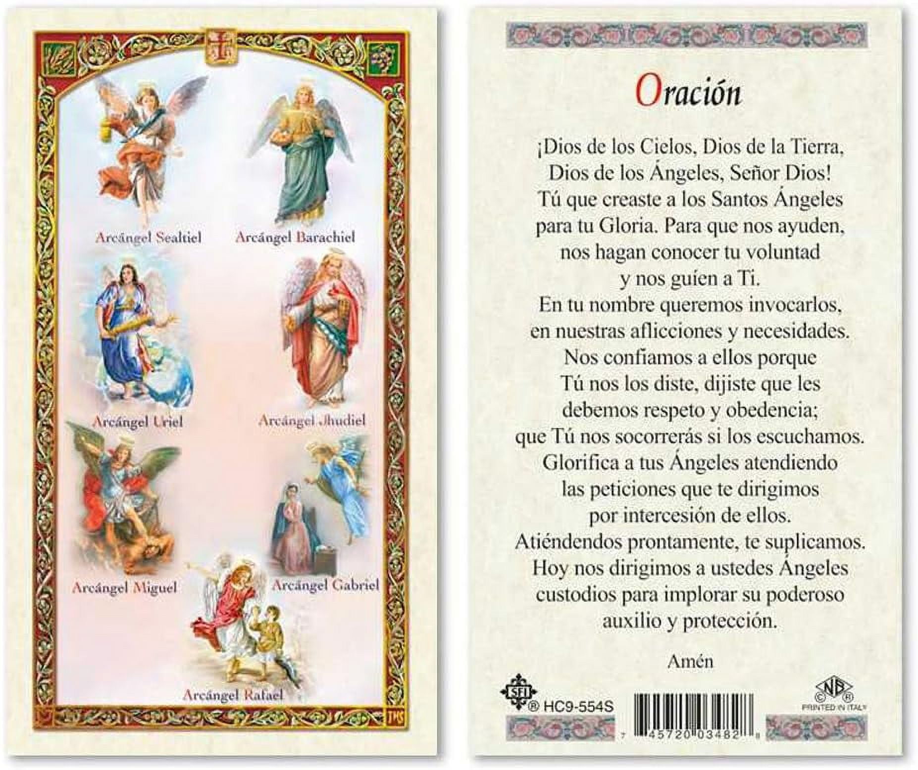 Laminated Prayer Cards to e 7 Angels - Spanish Version (Pack of 25 ...