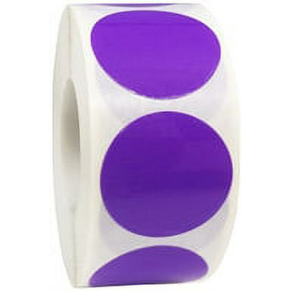Laminated Purple Circle Dot Sticker Labels | 1" inch Round - 500 Pack | InStockLabels.com