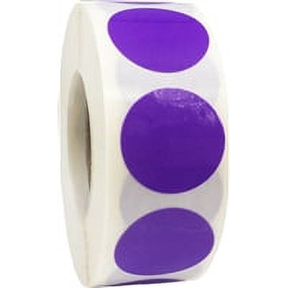 Laminated Purple Circle Dot Stickers, 0.75 Inch Round, 500 Labels on a Roll