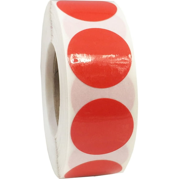Laminated Red Circle Dot Stickers, 0.75 Inch Round, 500 Labels on a Roll