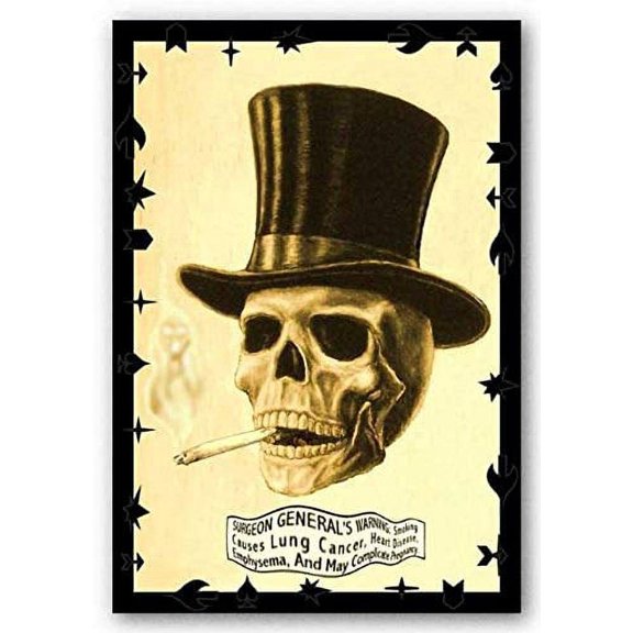 Laminated Skull Smoking Poster Print 24.5 x 36.5 in.