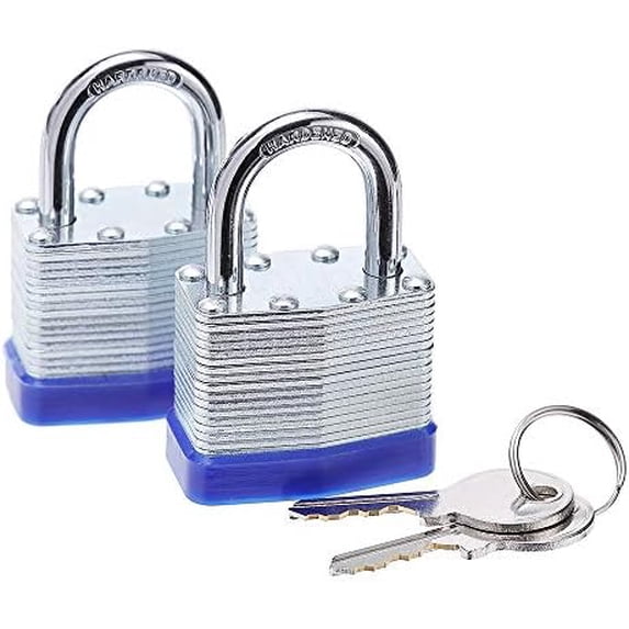 Laminated Steel Key Lock, 1-9/16 in. Wide Body, 2 Padlocks Keyed Alike ...