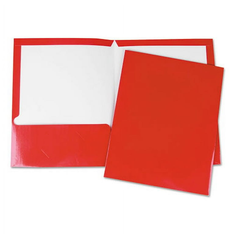 Two-Pocket Plastic Folders, 100-Sheet Capacity, 11 x 8.5, Red, 10/Pack Two-Pocket Plastic Folders, 100-Sheet Capacity, 11 x 8.5, Red, 10/Pack
