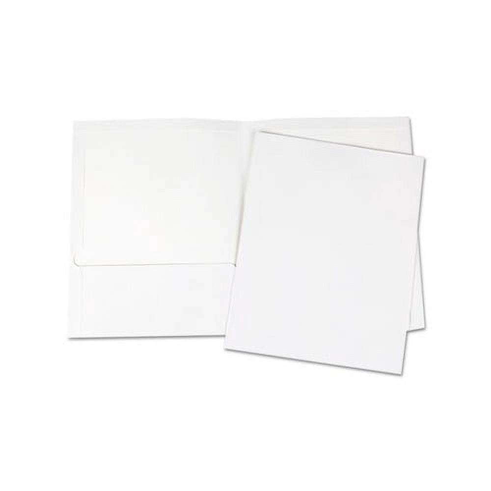 Laminated Cardboard Paper 2-Pocket 11 in. x 8-1/2 in. Portfolios - White (25/Pack)
