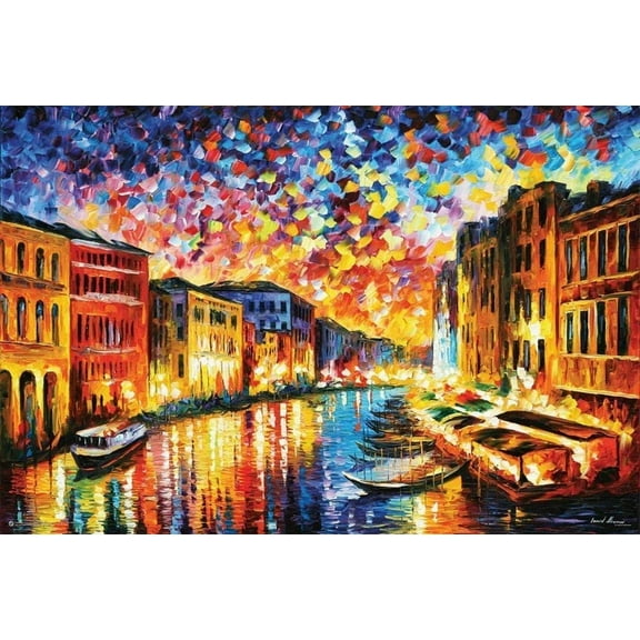 Laminated Venice Grand Canal Poster by Leonid Afremov Poster 36.5 x 24.5