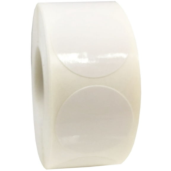 Laminated White Circle Dot Stickers, 1" Inch Round, 500 Labels on a Roll