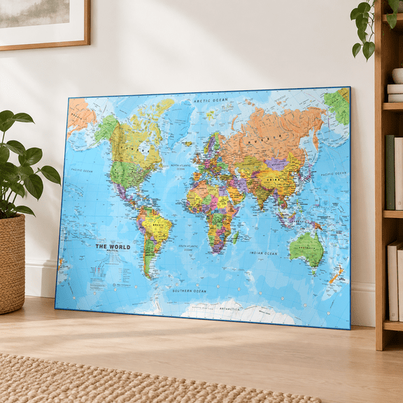 Laminated World Map - 17 X 22 In Of The 2025