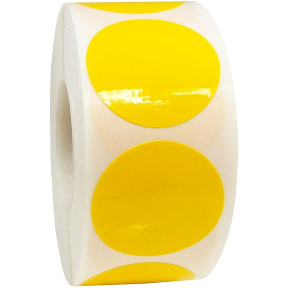 Laminated Yellow Circle Dot Stickers, 1" Inch Round, 500 Labels on a Roll