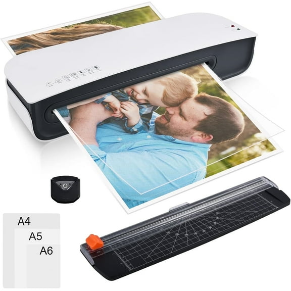 Laminater Machine, 9 Inch Thermal Laminater Machine, 4 in 1 Personal Desktop Cold Laminator with Paper Cutter, Corner Rounder and 15 pcs Laminating Pouches, for Office School, Business, Home Use
