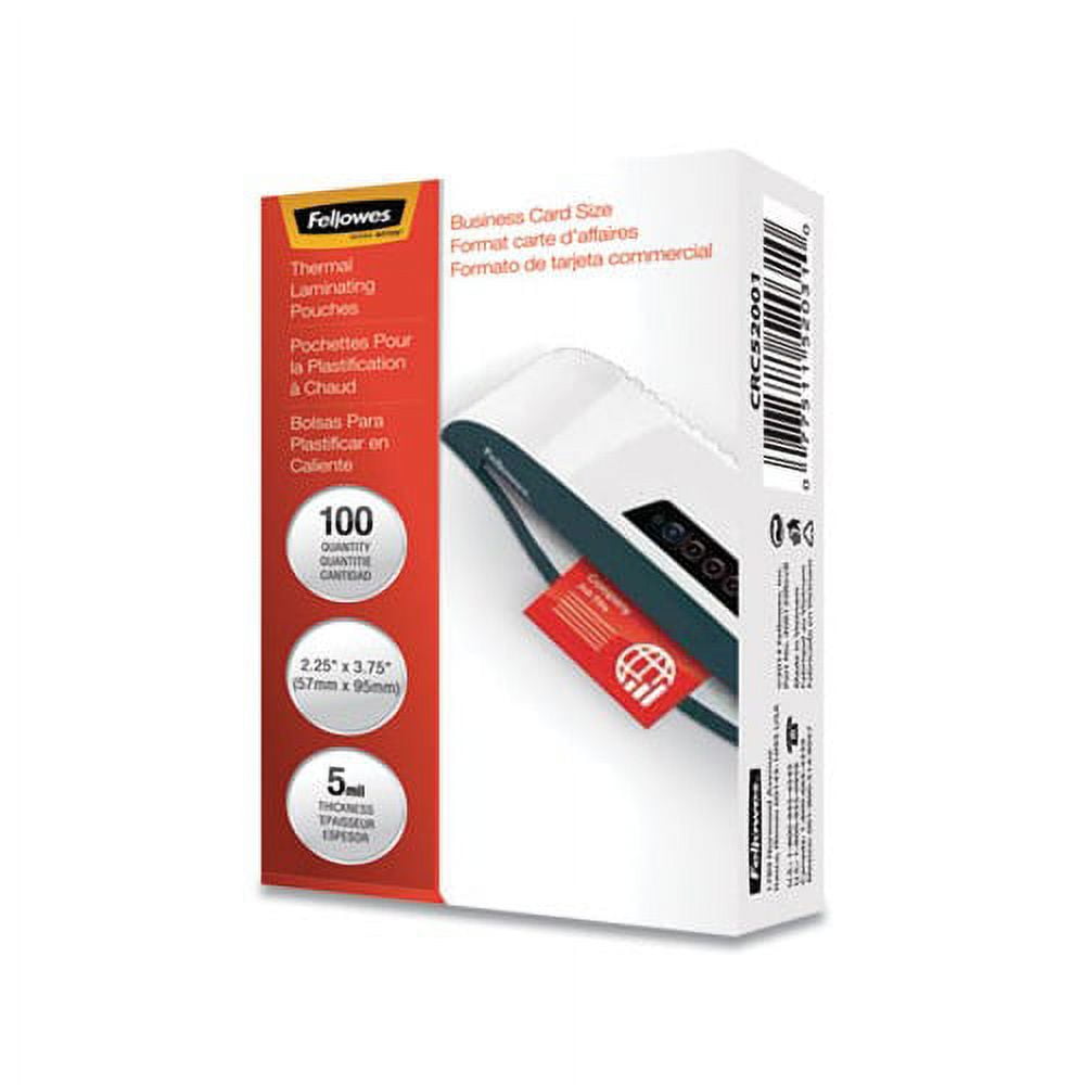 FELLOWES Laminating Pouches 5 mil, 3.75" x 2.25", Gloss Clear, 100/Pack