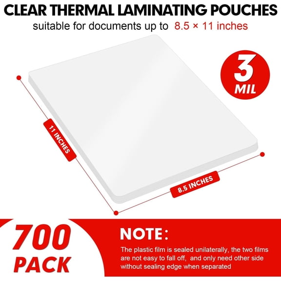 Laminating Sheets, 700 Pack Clear Thermal Laminating Plastic Paper Laminator Sheets, 9 x 11.5-Inch, 3mil, Ideal Office or School Supplies
