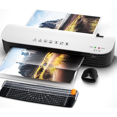 Laminator, A4 Laminator Machine, 4 in 1 Thermal Laminator for Home Office School Use, 9 inches Max Width, Quick Warm-Up, Paper Trimmer, Corner Rounder (15 Laminating Pouches)