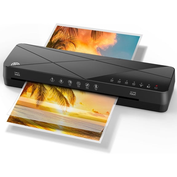 Laminator Machine 13 inch, Laminating 60s Quick Warm Up Auto Off, Cold Hot Lamination with ABS Jam Free, for Home Office School, Black