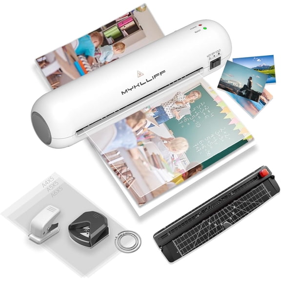 Laminator Machine 9-Inch Portable Thermal Laminater with Hot & Cold Modes, A4 Small Laminating Machine with ABS Jam-Release, 3-Min Warm-Up, 6-in-1 Photo Laminator Kit for Home and Class, White