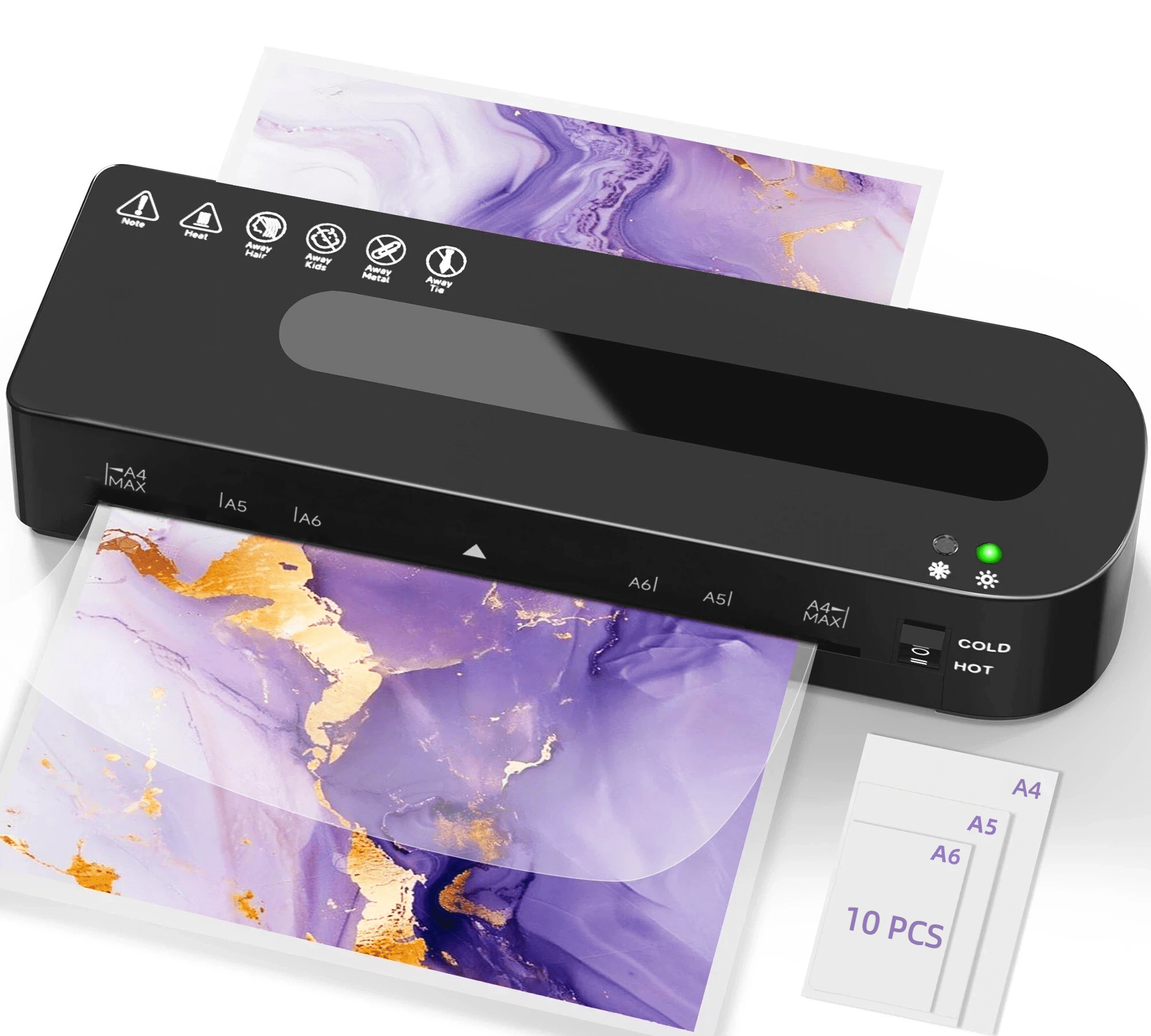 Laminator Machine, A4 Laminators Hot & Cold with 10 Laminating Sheets, 9 Inch Laminating Machine for Home, Office, School and Business