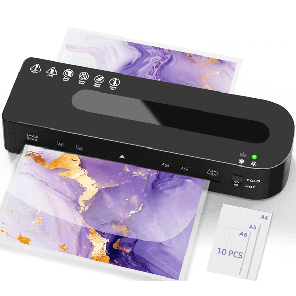 Laminator Machine, A4 Laminators Hot & Cold with 10 Laminating Sheets, 9 Inch Laminating Machine for Home, Office, School and Business