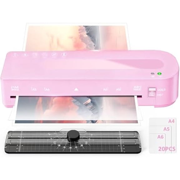 Laminator Machine with 20 Laminating Sheets, A4 Laminators Hot & Cold withTrimmer, 9 Inch Laminating Machine for Office, School, Business and Home