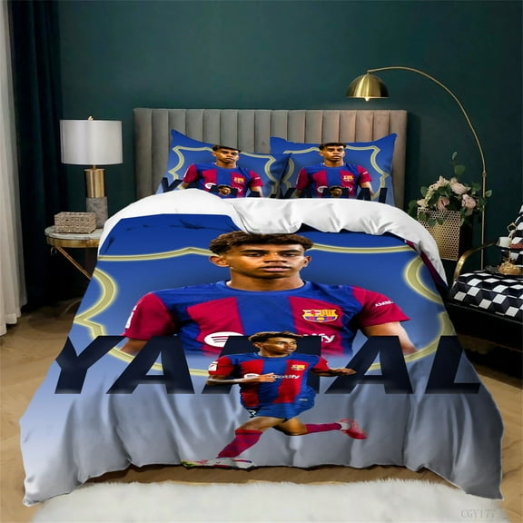 Lamine Yamal Duvet Cover Set 3 Pieces Soft Washed Microfiber Bedding Set Bedroom Decor Quilt Cover with 2 Pillowcases