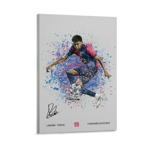 Lamine Yamal Soccer Canvas Poster Wall Art Football Player Poster For Bedroom Kitchen Bathroom Living Room Office Decor