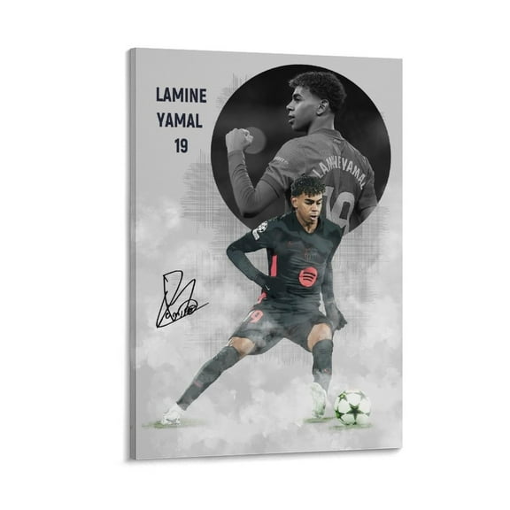 Lamine Yamal Soccer Canvas Poster Wall Art Football Player Poster For Bedroom Kitchen Bathroom Living Room Office Decor