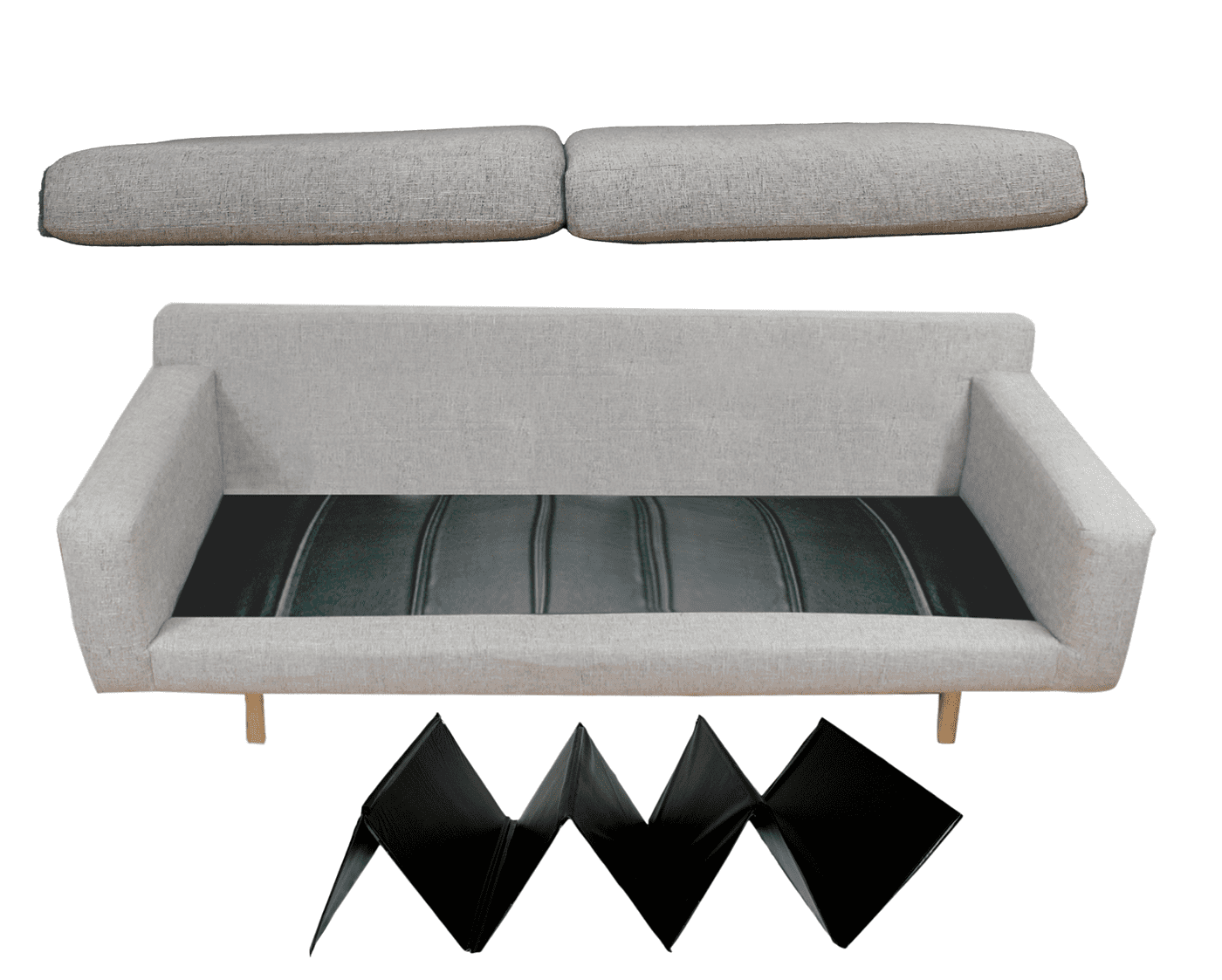 Deluxe Black Vinyl-Covered Engineered Wood Sofa Cushion Support Insert