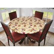 Laminet Elastic Edged Flannel Backed Vinyl Fitted Table Cover - Antique Fruit- Best For 45"-56" Round ETAF60