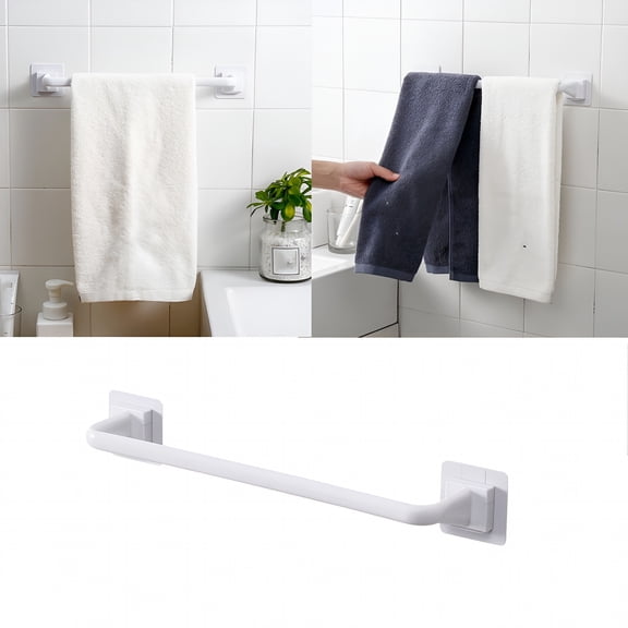Lamiro 15 Inch Self Adhesive Towel Bar, No Drill Aluminum Alloy Bathroom Towel Holder, Stick On Wall Rail Rack for Kitchen and Bath