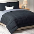 thumbnail image 1 of LammaLoe 3-Piece Comforter Sets Queen size, Reversible Bed in a Bag, Black/Gray, Quilted Bedding Comforter Set, 1 of 8