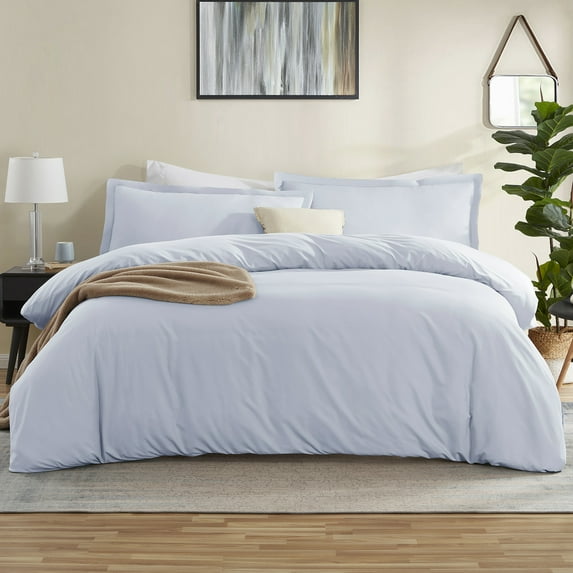 LammaLoe Duvet Cover Full 3 Piece, Luxury Microfiber Bedding Sets with 2 Pillow Shams, Ice Blue