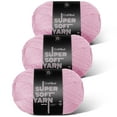 thumbnail image 1 of LammaLoe Acrylic Yarn For Crocheting And Knitting, (370 Yards) Worsted Medium #4 Crochet Yarn For Beginners, 3 Pack, Baby Pink, 1 of 1