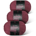 thumbnail image 1 of LammaLoe Acrylic Yarn For Crocheting And Knitting, (370 Yards) Worsted Medium #4 Crochet Yarn For Beginners, 3 Pack, Berry, 1 of 1
