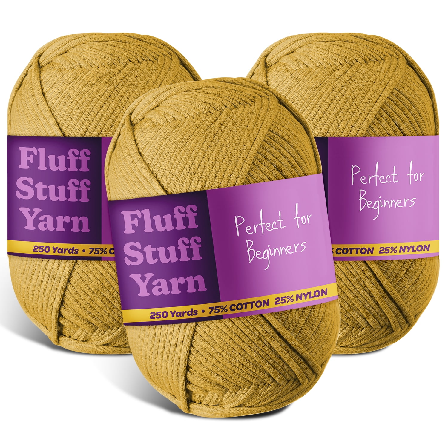 LammaLoe Cotton Yarn For Crocheting And Knitting, (250 Yards) Worsted Medium #4 Crochet Yarn For Beginners, 3 Pack, Mustard
