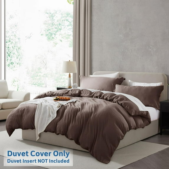 LammaLoe Duvet Cover California King Size, Soft Prewashed 3-Piece Duvet Cover Bedding Set with Pillow Shams, Chocolate Brown