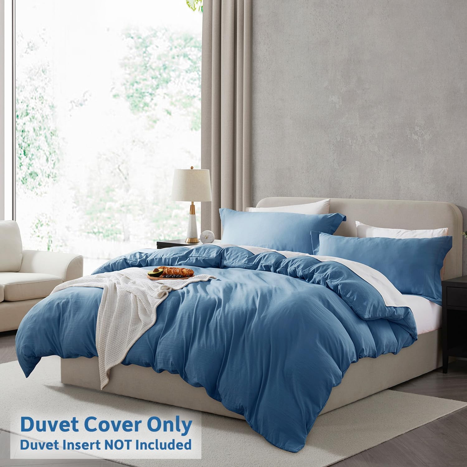 LammaLoe Duvet Cover Ful Size, Soft Prewashed 3-Piece Duvet Cover Bedding Set with Pillow Shams, Blue Heaven