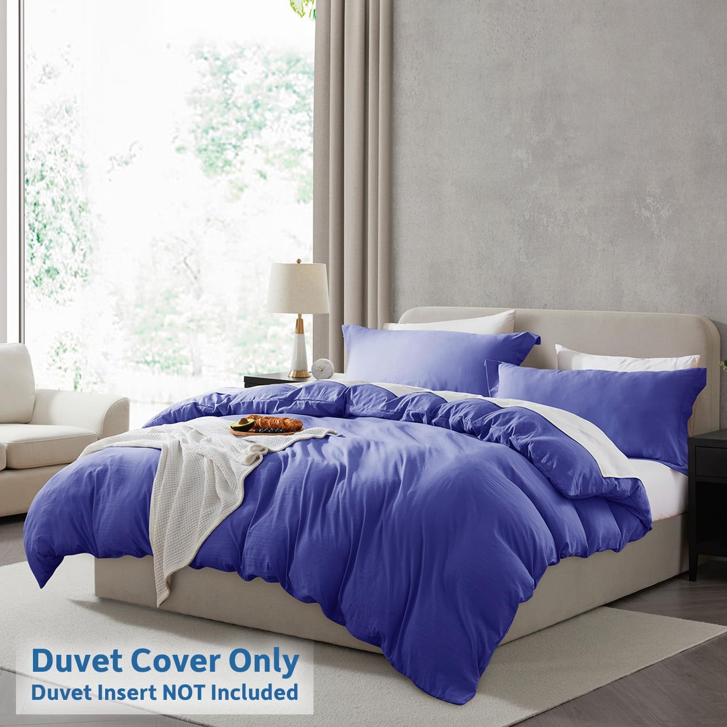 LammaLoe Duvet Cover Ful Size, Soft Prewashed 3-Piece Duvet Cover Bedding Set with Pillow Shams, Royal Blue