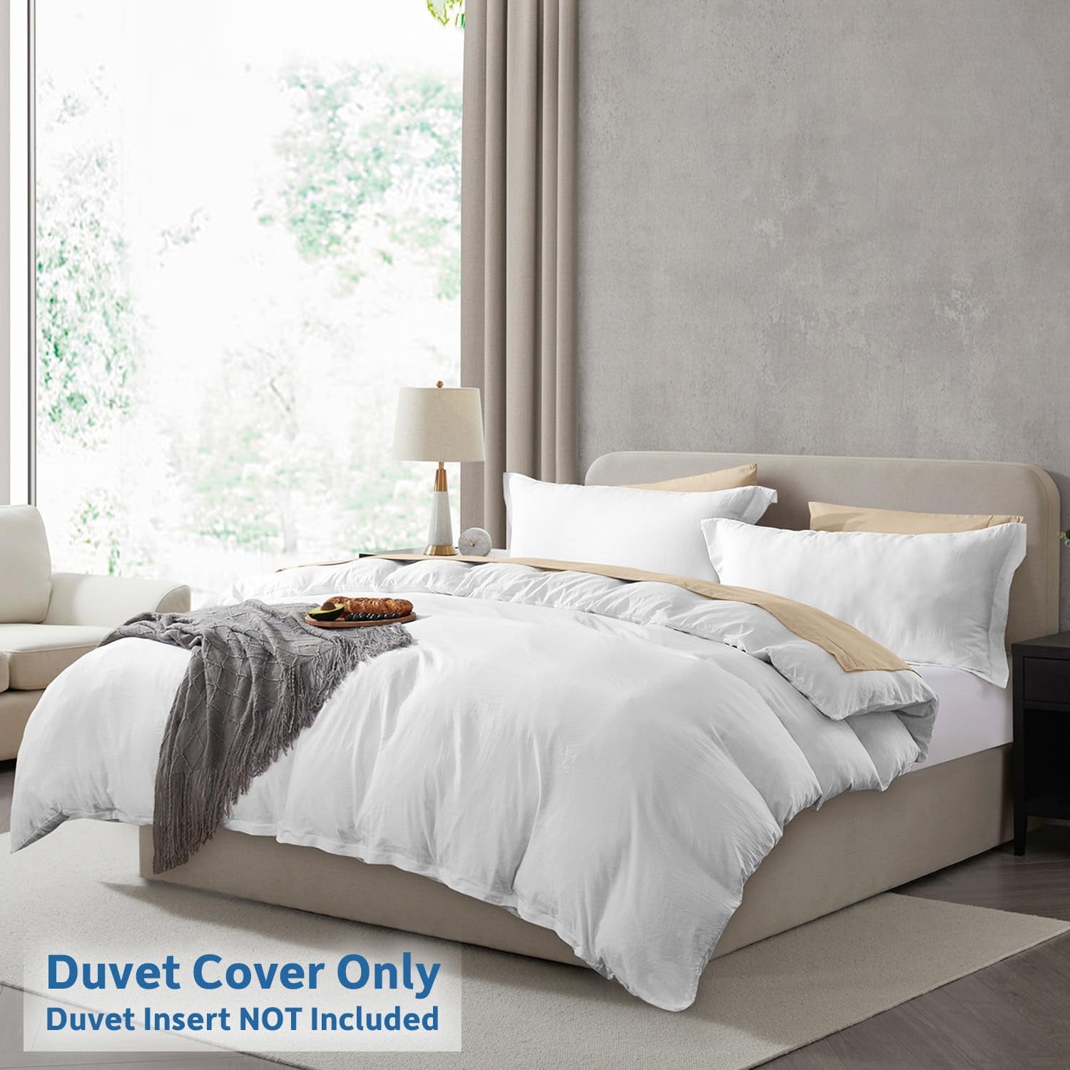 LammaLoe Duvet Cover Ful Size, Soft Prewashed 3-Piece Duvet Cover Bedding Set with Pillow Shams, White