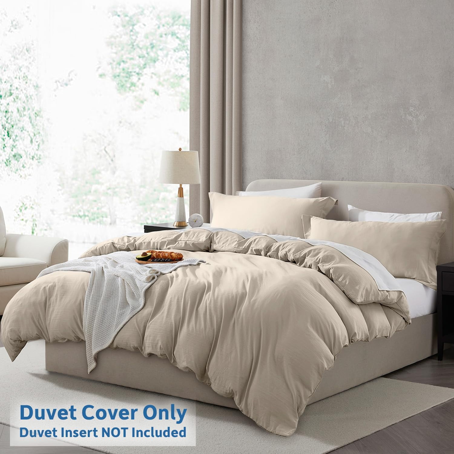 LammaLoe Duvet Cover Queen Size, Soft Prewashed 3-Piece Duvet Cover Bedding Set with Pillow Shams, Linen