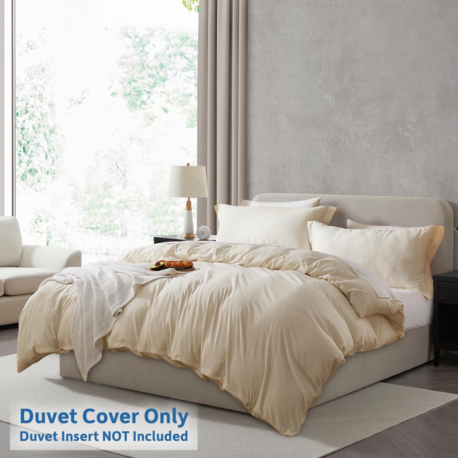 LammaLoe Duvet Cover Twin/Twin XL Size, Soft Prewashed 2-Piece Duvet Cover Bedding Set with 1 Pillow Sham, Beige cream