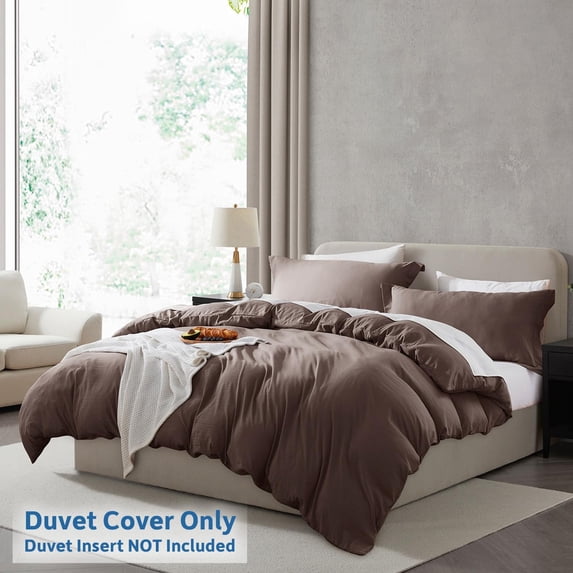 LammaLoe Duvet Cover Twin/Twin XL Size, Soft Prewashed 2-Piece Duvet Cover Bedding Set with 1 Pillow Sham, Chocolate Brown