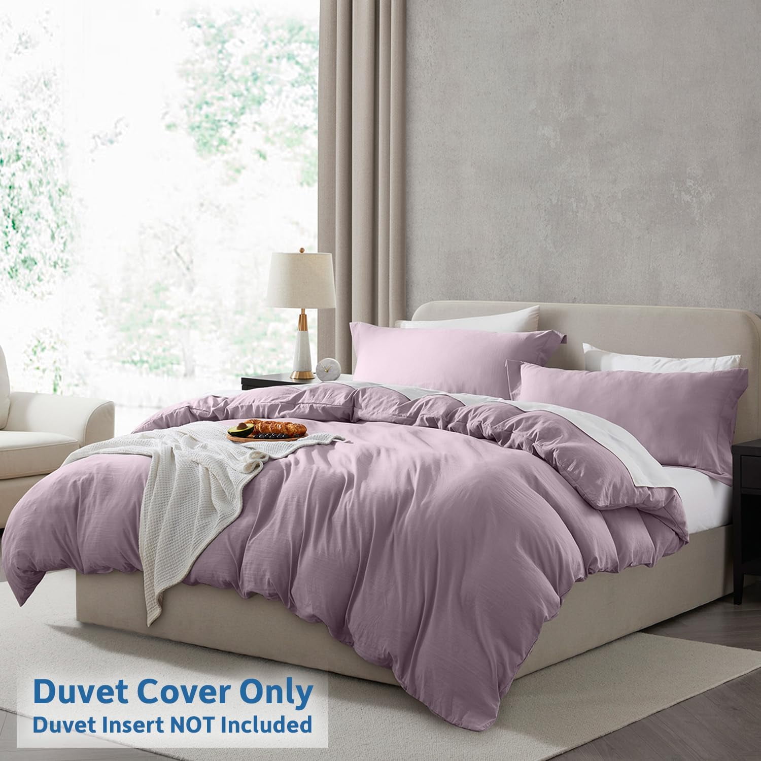 LammaLoe Duvet Cover Twin/Twin XL Size, Soft Prewashed 2-Piece Duvet Cover Bedding Set with 1 Pillow Sham, Dusty Purple