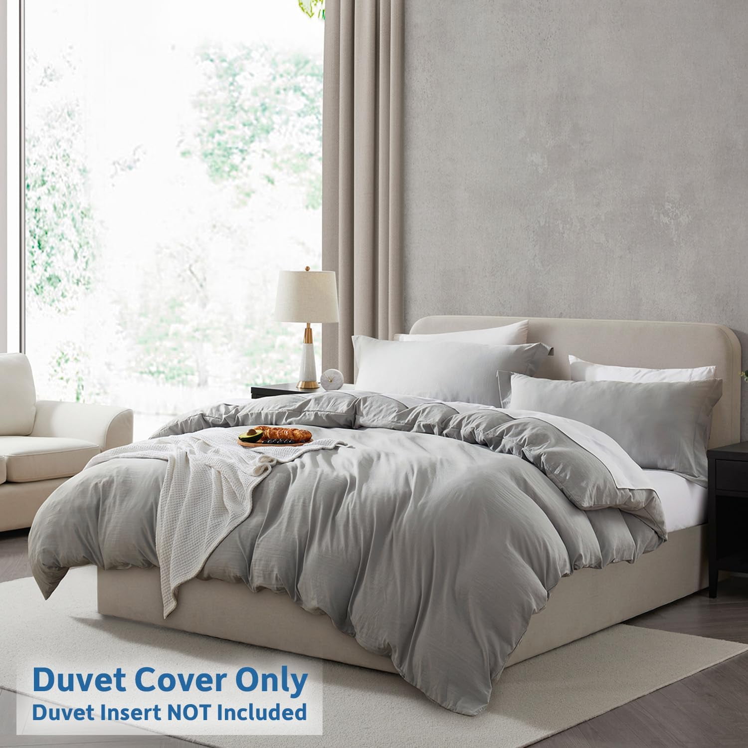 LammaLoe Duvet Cover Twin/Twin XL Size, Soft Prewashed 2-Piece Duvet Cover Bedding Set with 1 Pillow Sham, Light Gray