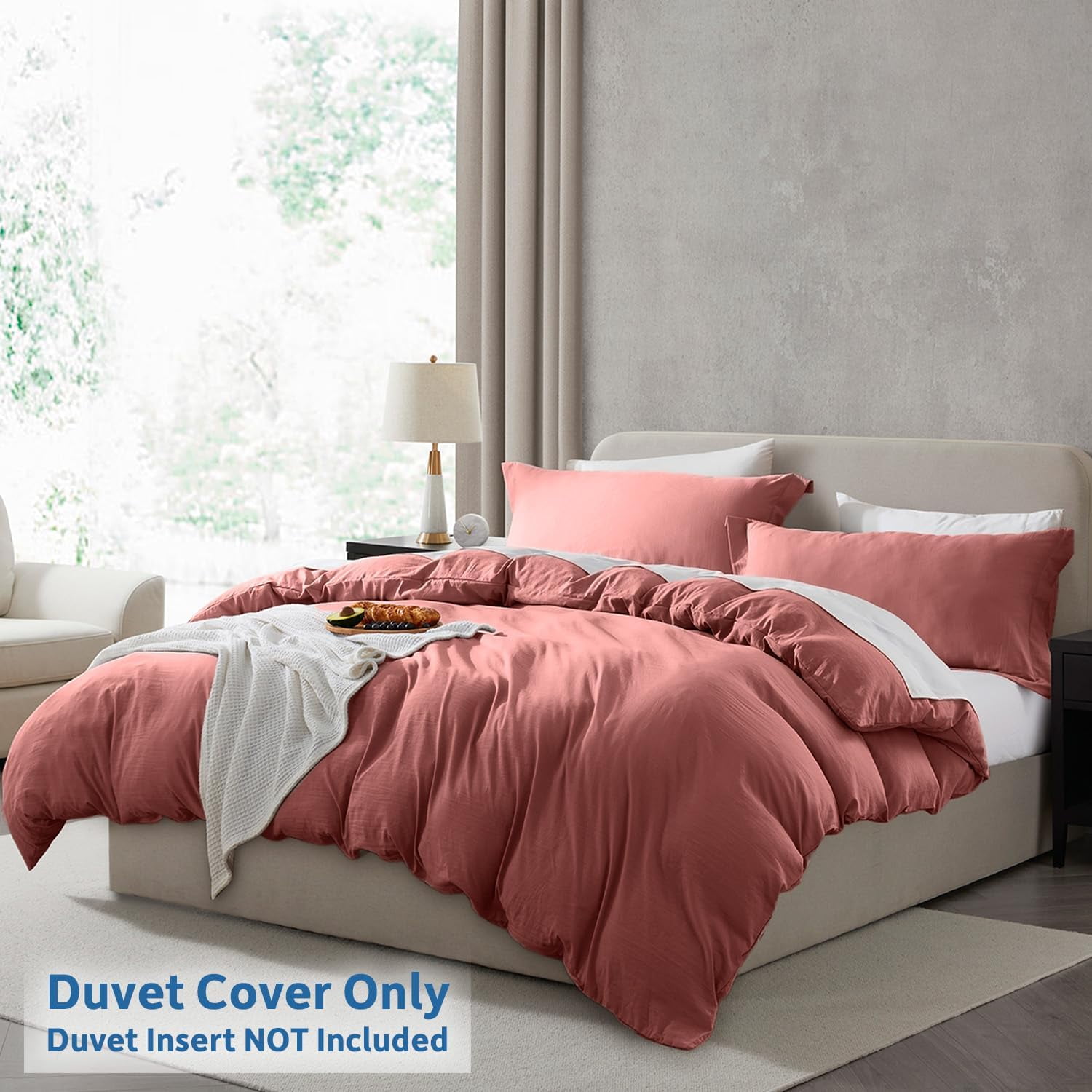 LammaLoe Duvet Cover Twin/Twin XL Size, Soft Prewashed 2-Piece Duvet Cover Bedding Set with 1 Pillow Sham, Pink Clay