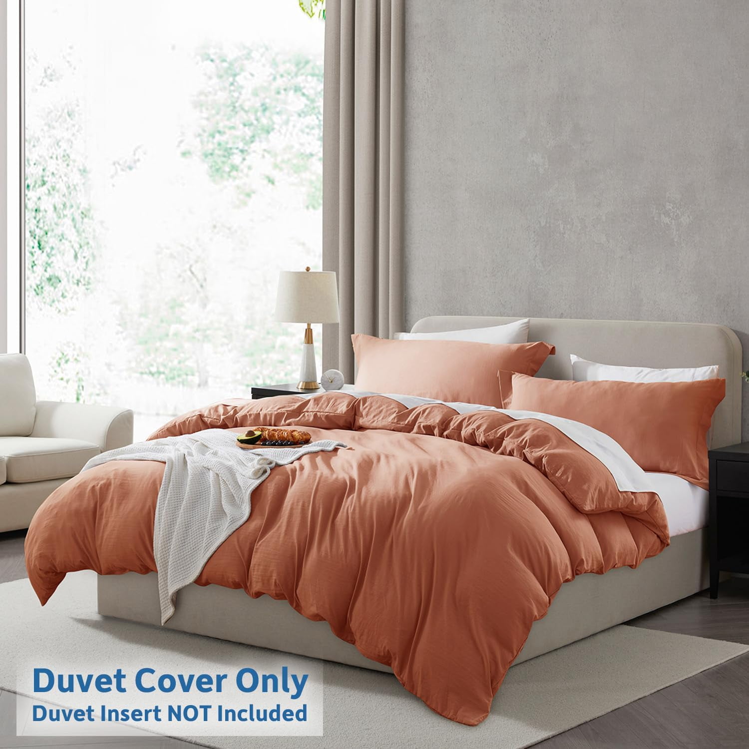 LammaLoe Duvet Cover Twin/Twin XL Size, Soft Prewashed 2-Piece Duvet Cover Bedding Set with 1 Pillow Sham, Rust