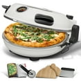 thumbnail image 1 of LammaLoe Electric Pizza Oven Indoor, Crispy Crust 12" Stone Pizza Maker for Kitchen, Cream, 1 of 7