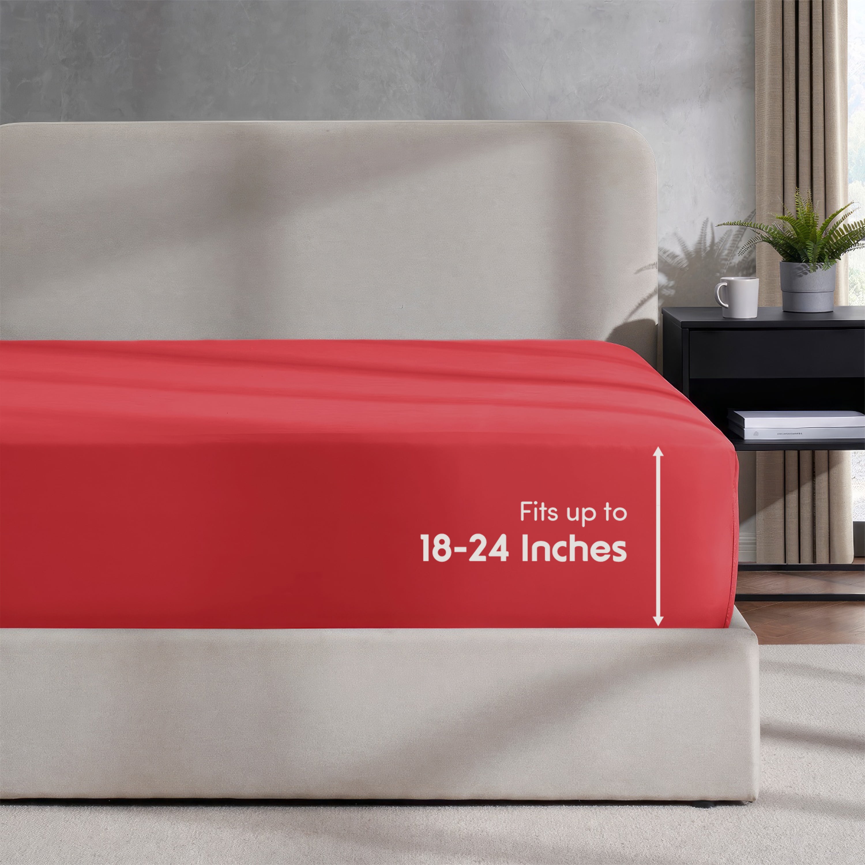 LammaLoe Extra Deep Pocket California King Fitted Sheet Only, Fits 18" to 24" Mattress, Soft Microfiber Fitted Bed Sheet, Burgundy Red