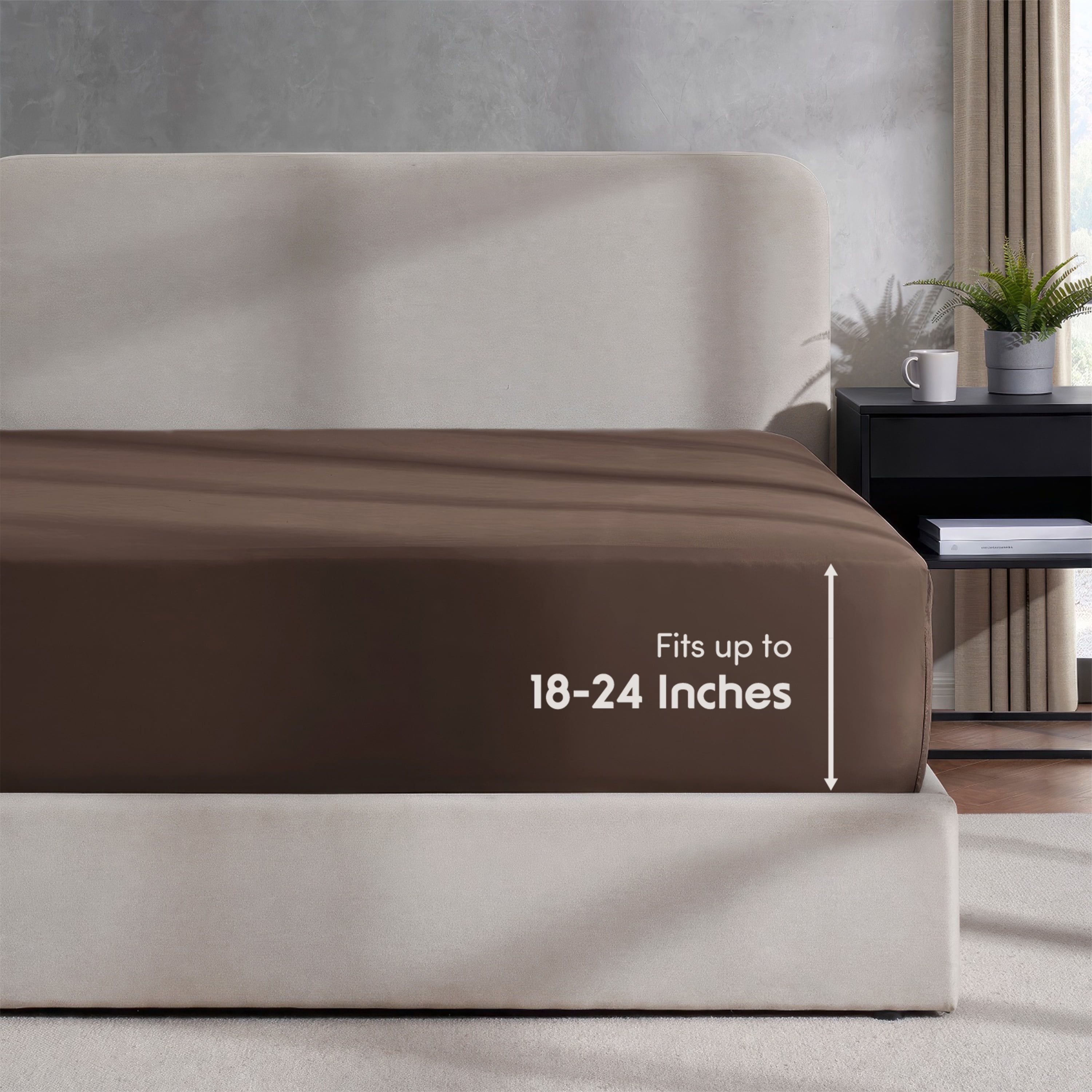 LammaLoe Extra Deep Pocket Full Size Fitted Sheet Only, Fits 18" to 24" Mattress, Soft Microfiber Fitted Bed Sheet, Chocolate Brown