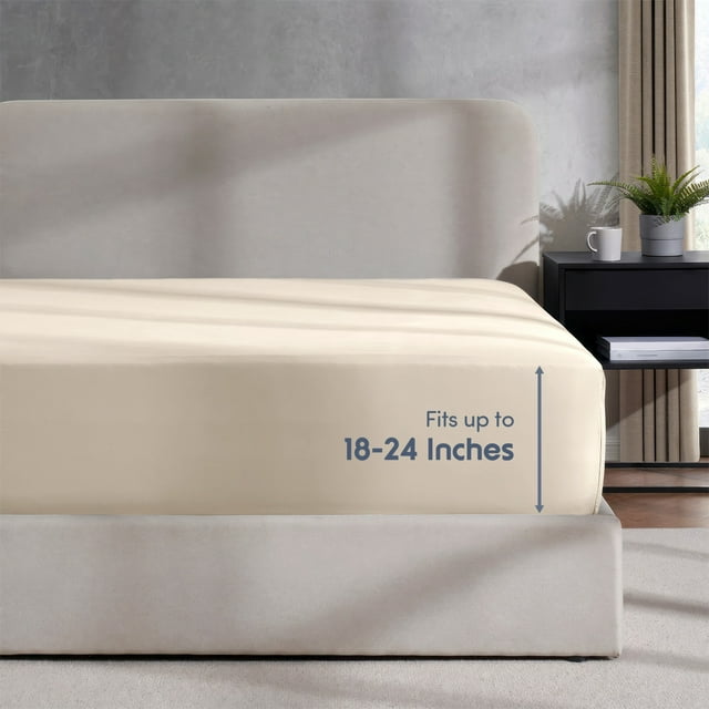 LammaLoe Extra Deep Pocket Full Size Fitted Sheet Only, Fits 18" to 24" Mattress, Soft Microfiber Fitted Bed Sheet, Linen