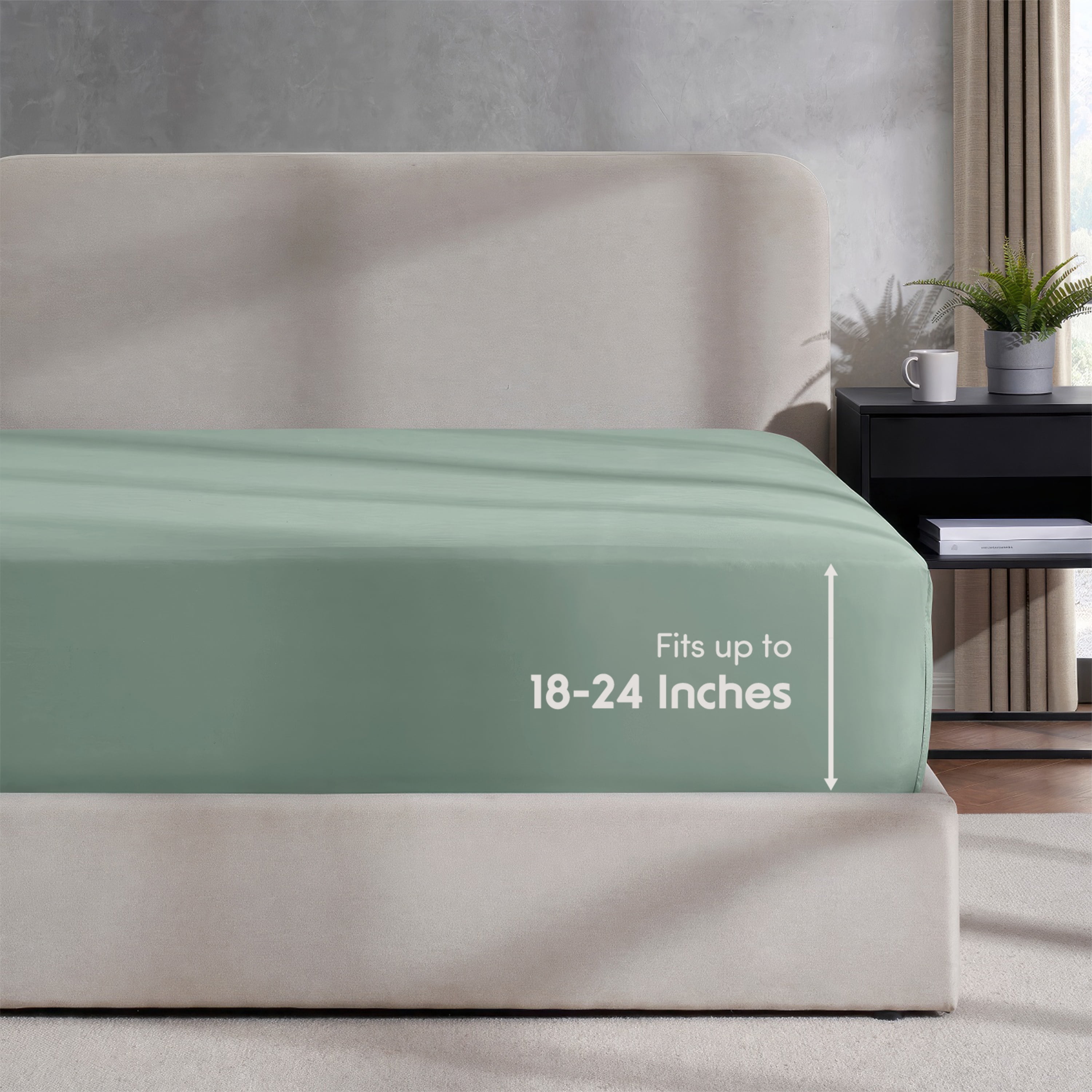 LammaLoe Extra Deep Pocket Full Size Fitted Sheet Only, Fits 18" to 24" Mattress, Soft Microfiber Fitted Bed Sheet, Sage Green