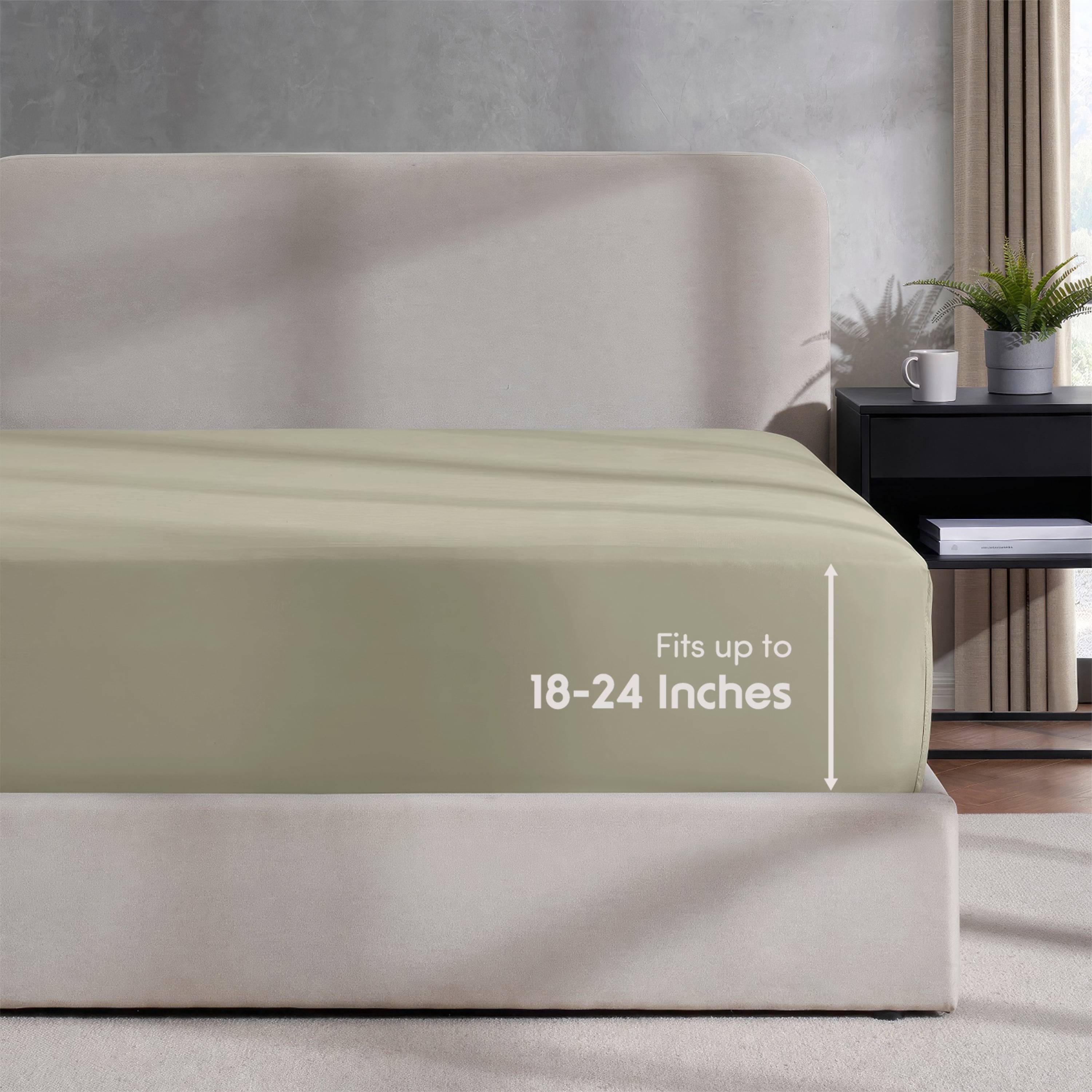 LammaLoe Extra Deep Pocket Full Size Fitted Sheet Only, Fits 18" to 24" Mattress, Soft Microfiber Fitted Bed Sheet, Sage Green