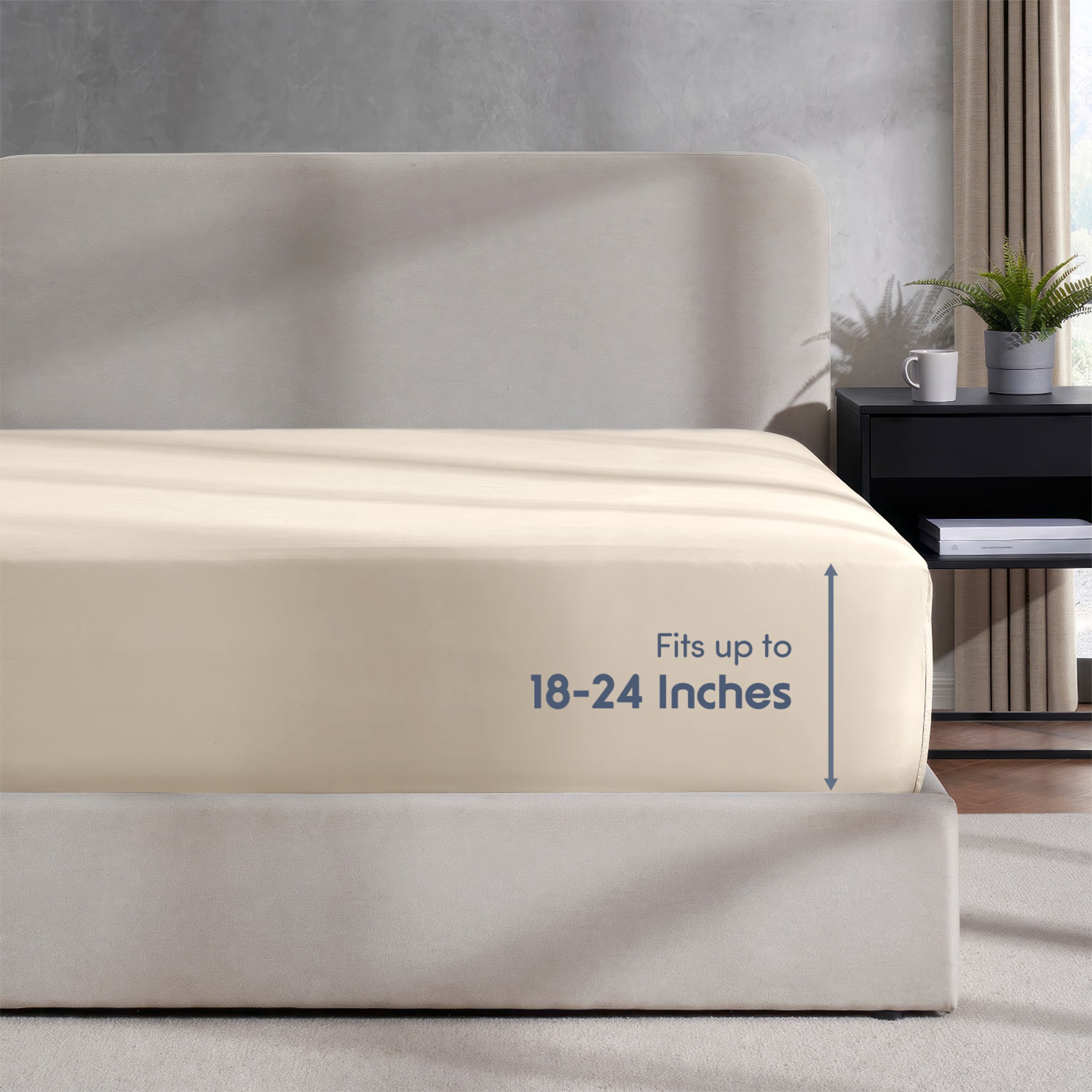 LammaLoe Extra Deep Pocket King Fitted Sheet Only, Fits 18" to 24" Mattress, Soft Microfiber Fitted Bed Sheet, Linen